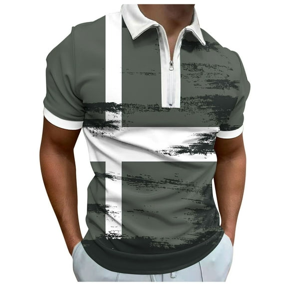 Sngxgn Men's Short Sleeve Polo Shirt(Grey,XXL)