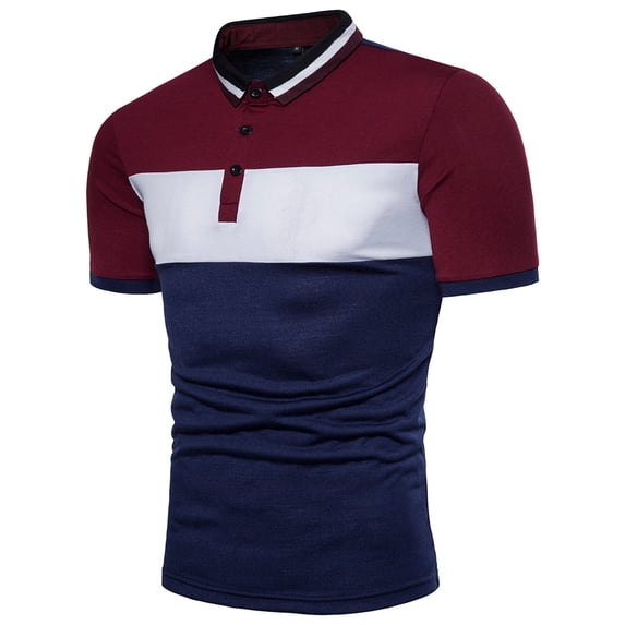 Sngxgn Men's Short Sleeve Polo Shirt(Red,L)