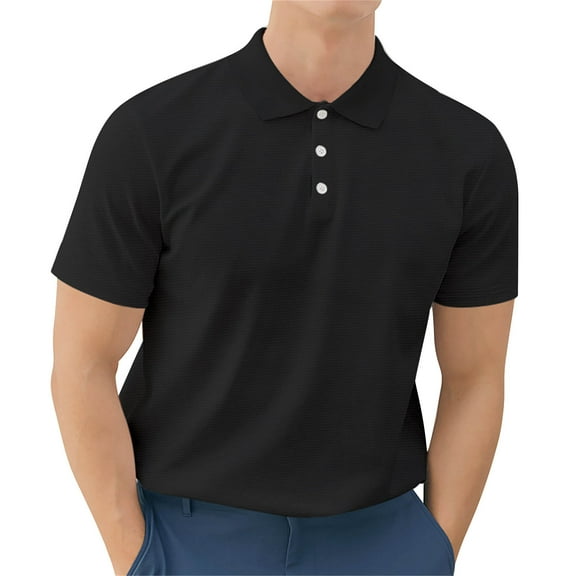 Sngxgn Men’s Short Sleeve Polo Shirt, Soft Men's Polo Shirt(Black,M)