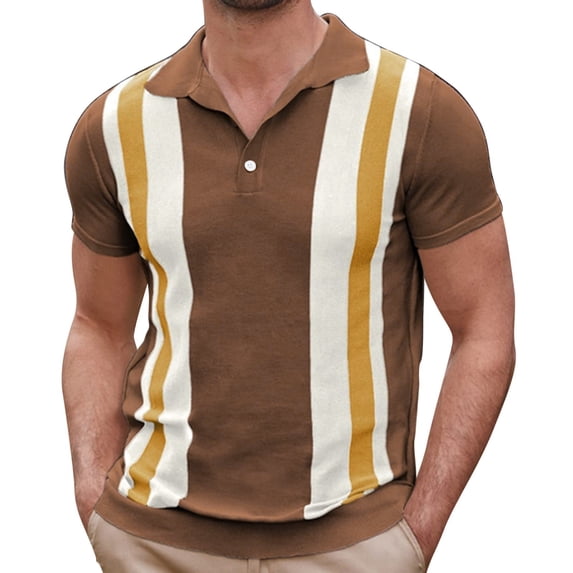 Sngxgn Men's Short Sleeve Polo T-Shirt(Brown,L)