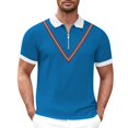 thumbnail image 1 of Sngxgn Men's Short Sleeve Regular Fit Polo Shirt(Blue,XXL), 1 of 5