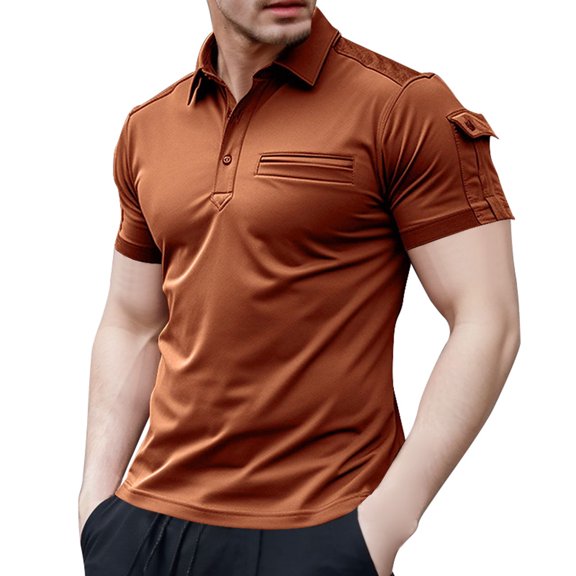 Sngxgn Men's Short Sleeve Regular Fit Polo Shirt(Brown,XXL)