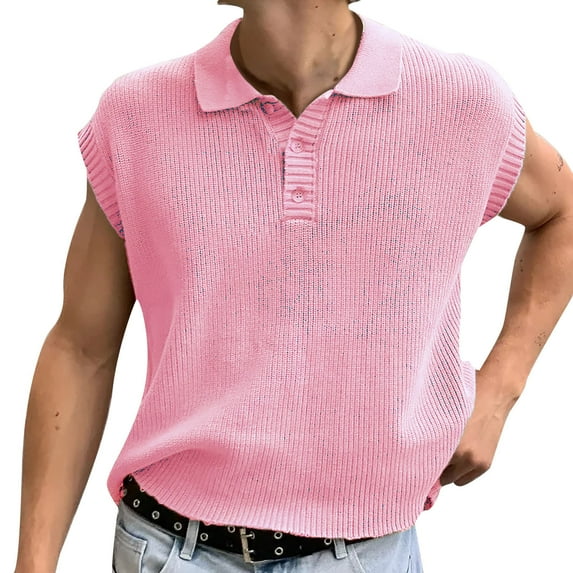 Sngxgn Men's Short Sleeve Regular Fit Polo Shirt(Pink,XXL)