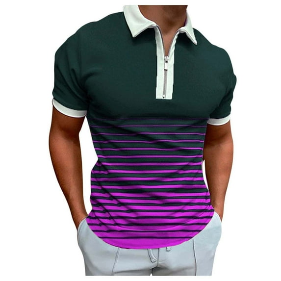 Sngxgn Men's Short Sleeve Regular Fit Polo Shirt(Purple,L)