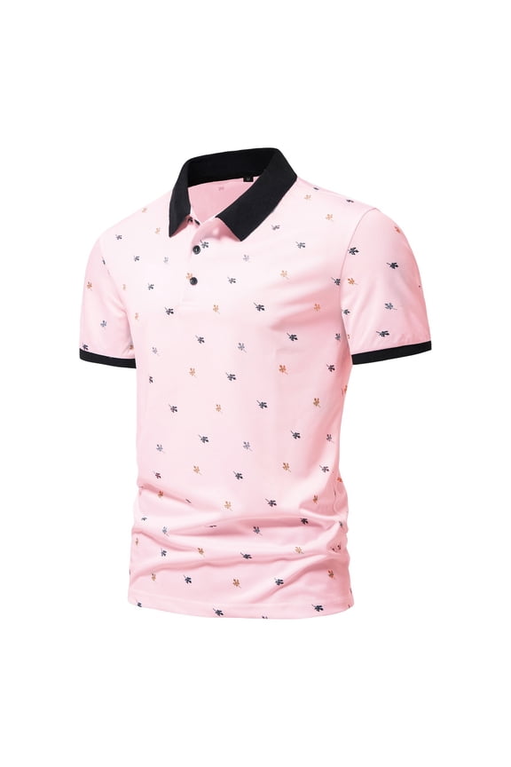 Men's Short Sleeve Regular Fit Polo Shirt(Red,S)