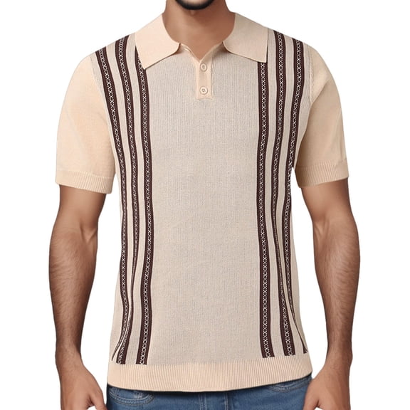 Sngxgn Men's Short Sleeve Regular Fit with Polo Shirt(Khaki,L)