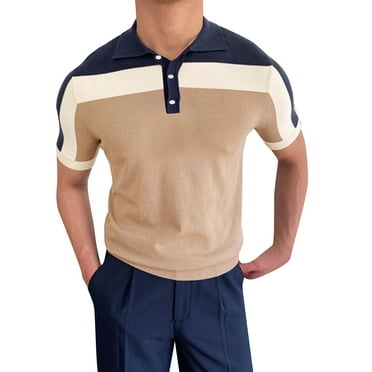 Sngxgn Men's Short Sleeve Regular Fit with Polo Shirt(Khaki,XXL)