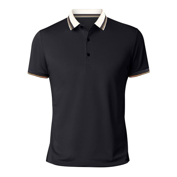 Sngxgn Men's Short Sleeve Solid Stretch Cotton Polo Shirt(Black,XXXL)