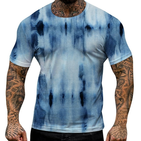 Sngxgn Men's Short Sleeve T-Shirt Workout T-Shirts(Blue,XS)