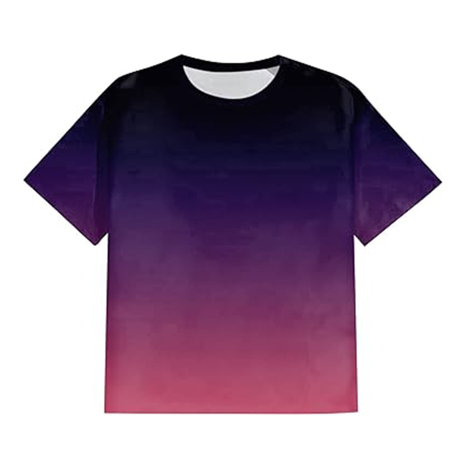 Women's Crew Neck Bodysuit - Pink Blue Ombre Glitter Short Sleeve Tee, Stretchy Basic Top For Jeans, Skirts, Layering