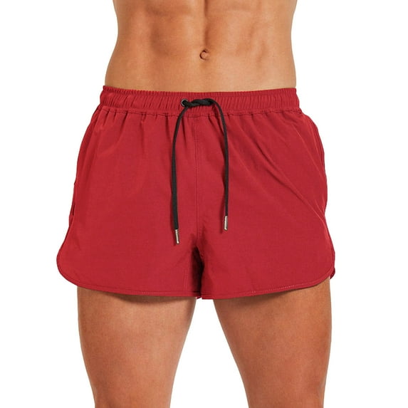 Sngxgn Men's Shorts Casual Classic Fit Stylish Elastic Waist Summer Beach Shorts with Pockets Sport Shorts(Red,M)
