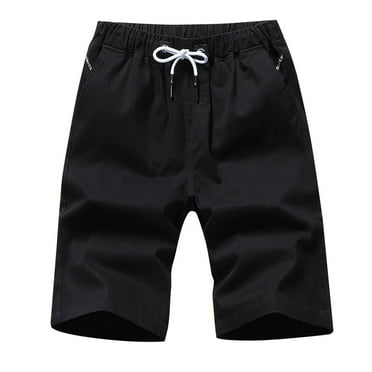 Sngxgn Men’s Shorts Casual Drawstring Summer Beach Shorts(Black,L)