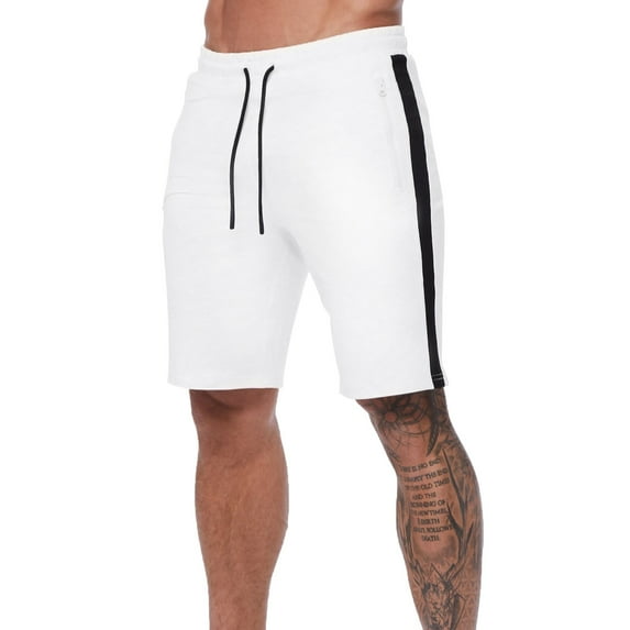 Sngxgn Men’s Shorts Casual Drawstring Summer Beach Shorts(White,M)