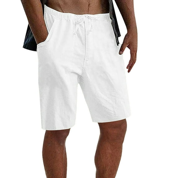 Sngxgn Men’s Shorts Casual Drawstring Summer Beach Shorts(White,XXL)