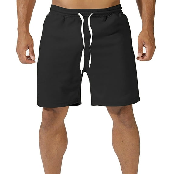 Sngxgn Men's Shorts Casual Elastic Waist Drawstring Summer Beach Shorts(Black,XXXL)