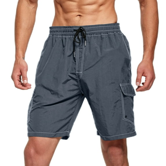 Sngxgn Men's Shorts with Pockets Running and Gym Shorts, Lightweight and Workout Shorts(Grey,S)