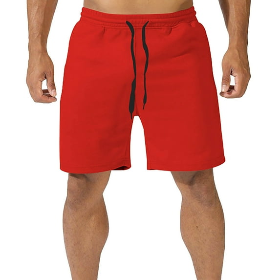 Sngxgn Men's Shorts with Pockets Running and Gym Shorts, Lightweight and Workout Shorts(Red,M)
