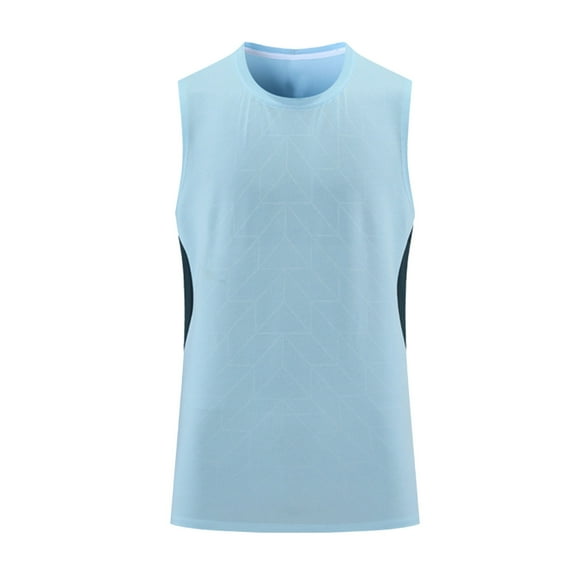 Sngxgn Men's Sleeveless Shirt Workout Swim Shirt Gym Beach Tank Top(Blue,L)