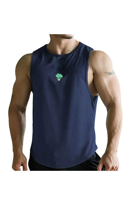 Men's Sleeveless Shirt Workout Swim Shirt Gym Beach Tank Top(Navy,XXXL)