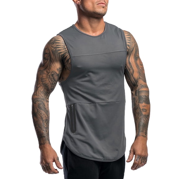 Sngxgn Men's Sleeveless T Shirts Breathable Tank Tops(Grey,M)