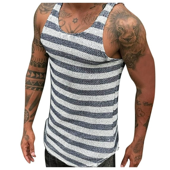 Sngxgn Men's Sleeveless Tank Tops Crewneck Solid Loose Fit Shirt(Navy,XXL)
