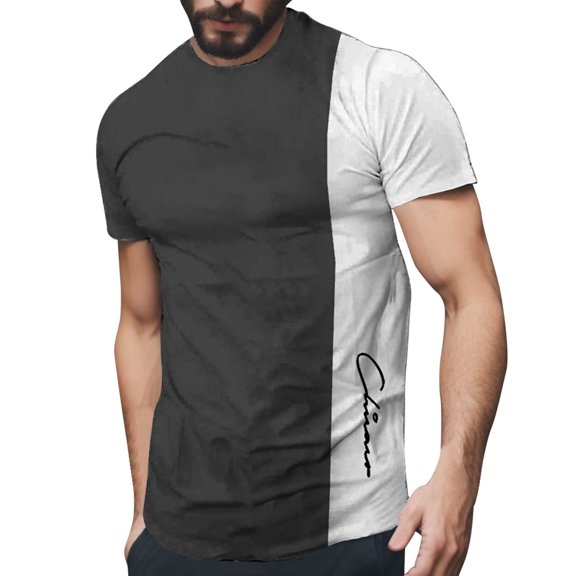 Sngxgn Men's Slim-Fit Short-Sleeve Crewneck T-Shirt(White,XL)