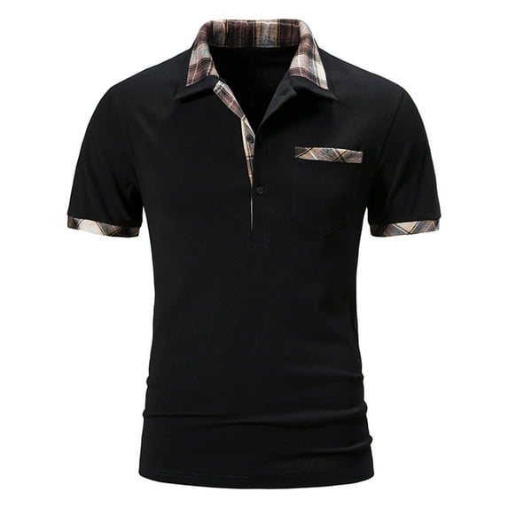 Sngxgn Men's Slim Fit Short Sleeve Solid Soft Cotton Polo Shirt(Black,XL)