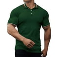 thumbnail image 1 of Sngxgn Men's Slim Fit Short Sleeve Solid Soft Cotton Polo Shirt(Green,XXXXL), 1 of 4