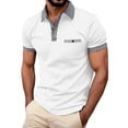 thumbnail image 1 of Sngxgn Men's Slim Fit Short Sleeve Solid Soft Cotton Polo Shirt(White,L), 1 of 4