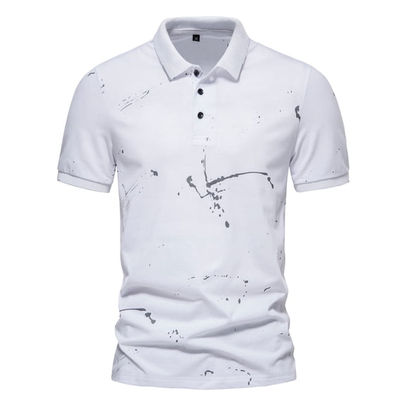 Sngxgn Men's Stretch Cotton Short Sleeve Polo T-Shirt(White,L)