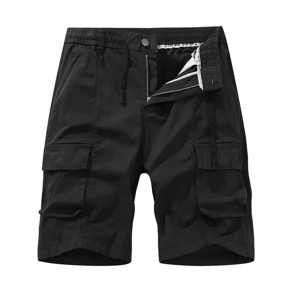 Sngxgn Men's Summer Beach Shorts Casual Lightweight Drawstring Shorts(Black,S)