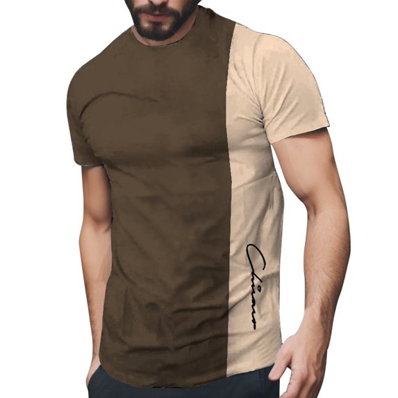 Sngxgn Men's T-Shirt Vintage T Shirt Short-Sleeved Crewneck Tee Tops(Khaki,XXXL)