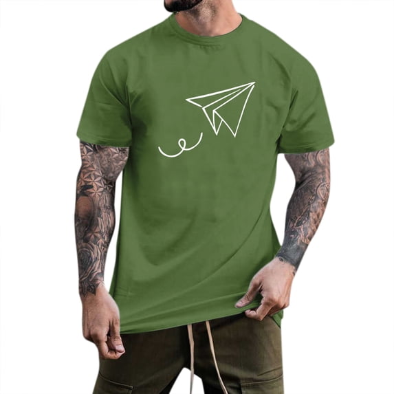 Sngxgn Men's T Shirts Short Sleeve Tees Print Summer Casual Tee Top(Army Green,XXL)