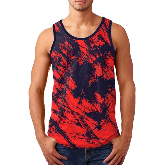 Sngxgn Men's Tank Top Summer Workout Sleeveless Shirts for Swim Beach Bodybuilding(Red,XXXL)