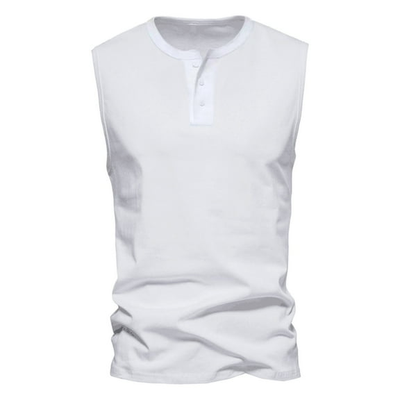 Sngxgn Men's Tank Tops Sleeveless Cut Off Shirts Bodybuilding Gym Workout Stringer T-Shirts(White,L)