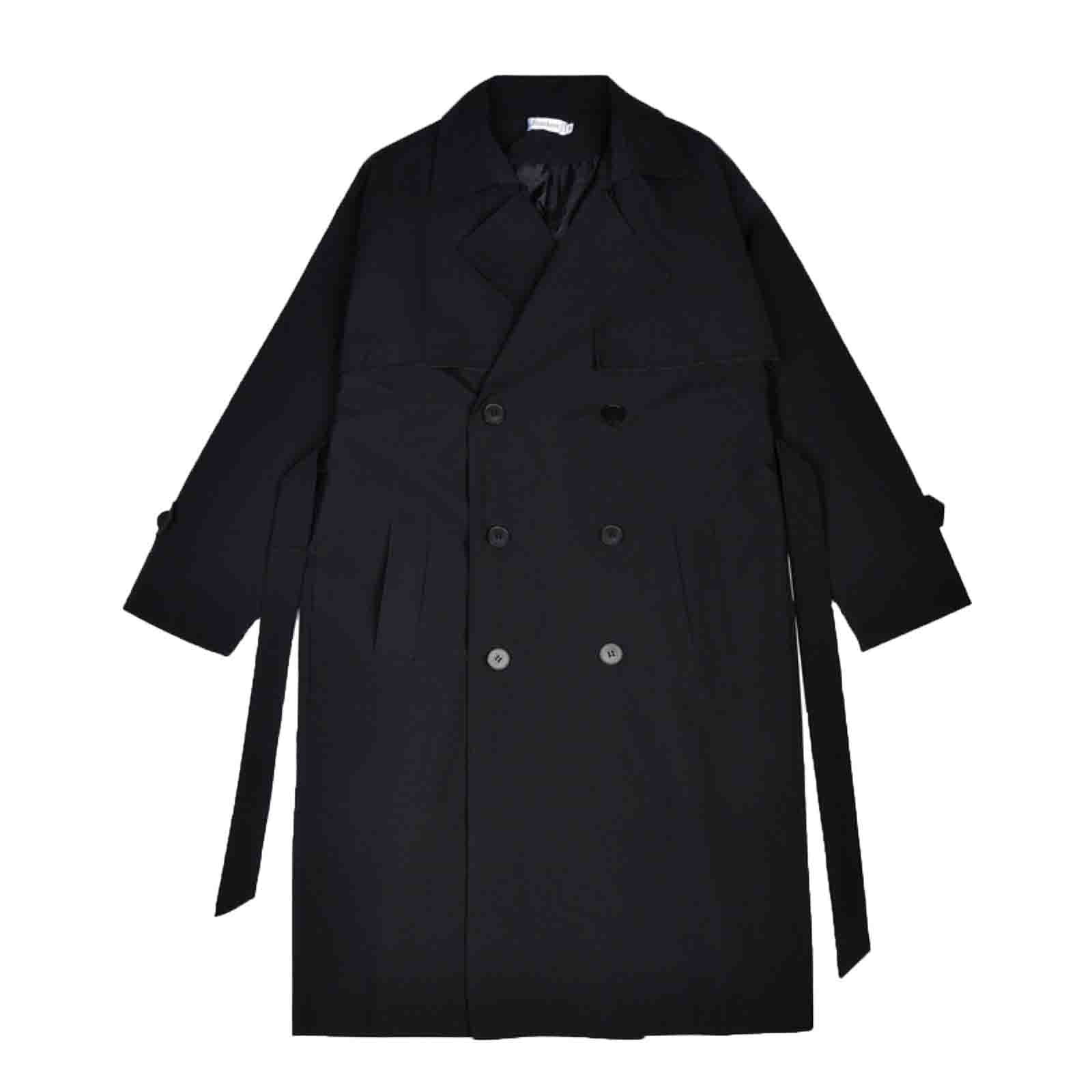 Sngxgn Men's Trench Coat Trench Long Peacoat Mens Trench Coat, Black