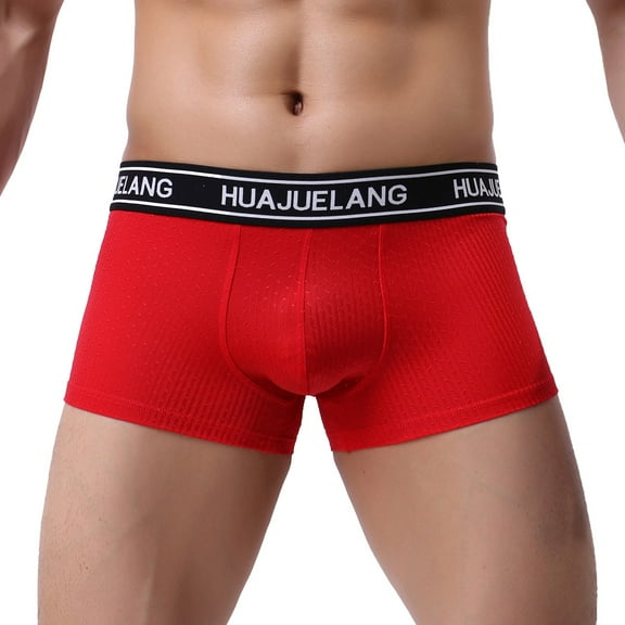 Sngxgn Men's Underwear Boxer Briefs, Cool Comfort Breathable Underwear(Red,M)