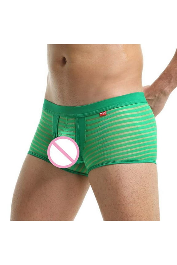 Men's Underwear Boxer Briefs Soft Breathable Underwear for Men(Green,M)