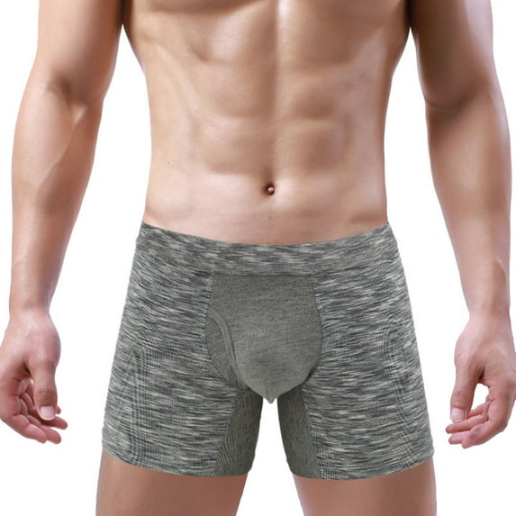 Sngxgn Men's Underwear Soft Boxer Briefs Stretch Trunks(Grey,L)