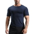 thumbnail image 1 of Sngxgn Men's V Neck Shirts Slim Fit Solid Short Sleeve T-Shirts Ribbed Soft Tees(BU2,XXXXL), 1 of 3