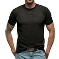 thumbnail image 1 of Sngxgn Men's V Neck Shirts Slim Fit Solid Short Sleeve T-Shirts Ribbed Soft Tees(Black,L), 1 of 5