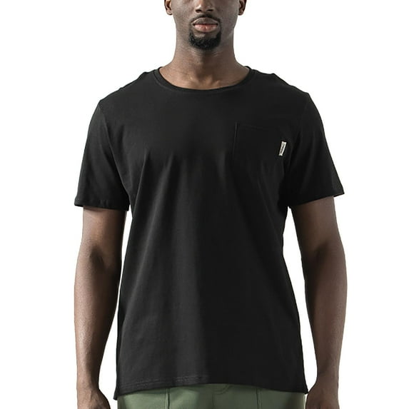 Sngxgn Men's V Neck Shirts Slim Fit Solid Short Sleeve T-Shirts Ribbed Soft Tees(Black,L)