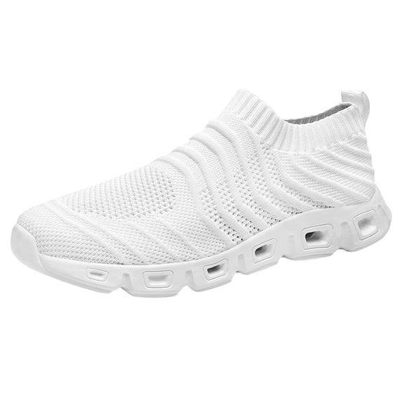 Sngxgn Men's Walking Shoes Breathable Lightweight Fashion Sneakers Non Slip Sport Gym Jogging Running Shoes(White,41)