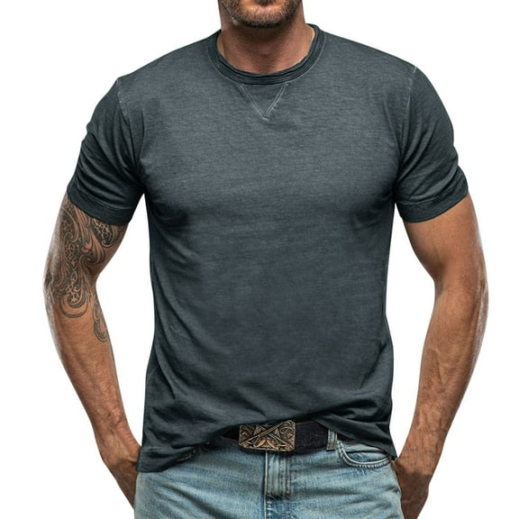 Sngxgn Men's Workout T-Shirt Bodybuilding Fashion Short Sleeve Slim Fit Tee Top(Dark Gray,XXL)