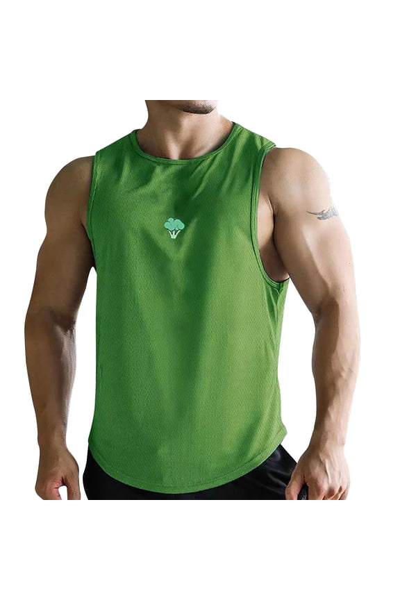 Men's Workout Tank Tops Gym Bodybuilding Training Fitness Sleeveless T Shirts(GN1,L)