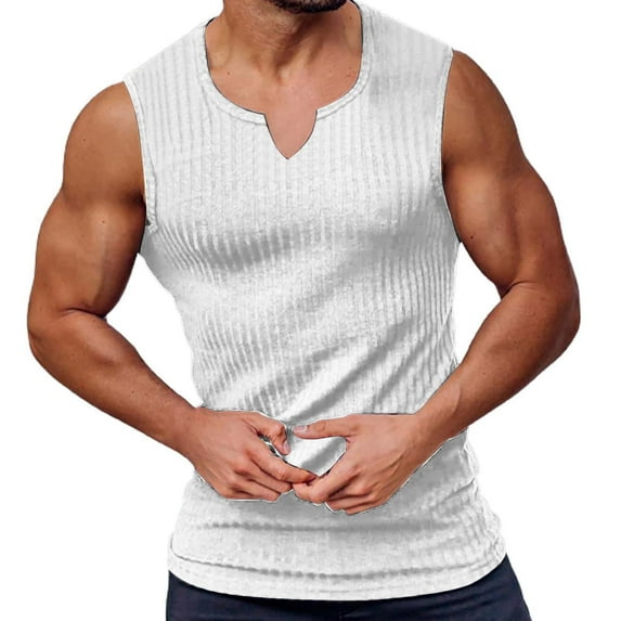 Sngxgn Men's Workout Tank Tops Gym Sleeveless T-Shirts Fitness Bodybuilding Shirts(White,L)