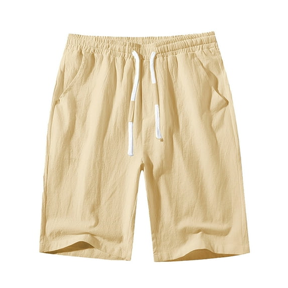 Sngxgn Mens Casual Cargo Shorts Drawstring Classic Cargo Stretch Short with 2 Pockets(Khaki,L)