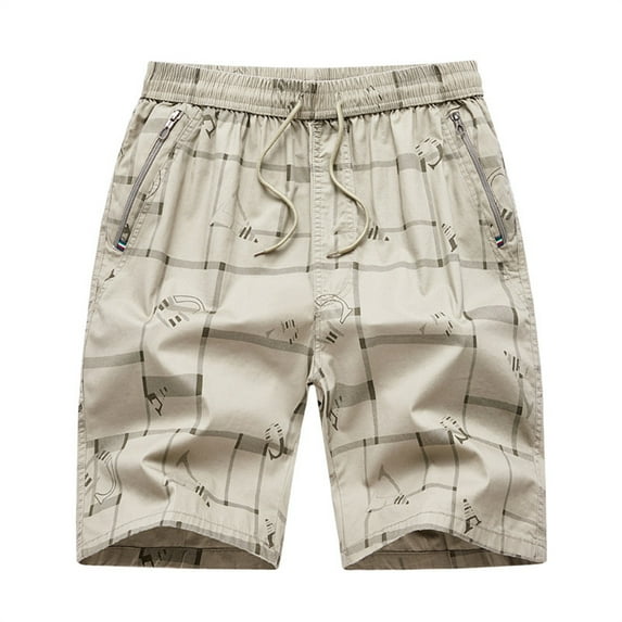 Sngxgn Mens Casual Cargo Shorts Drawstring Classic Cargo Stretch Short with 2 Pockets(Khaki,L)