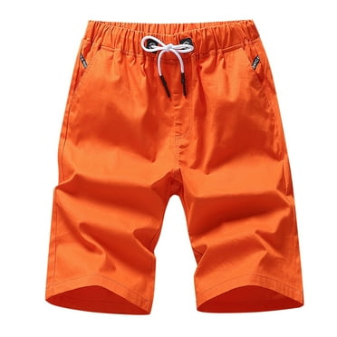 Sngxgn Mens Casual Cargo Shorts Drawstring Classic Cargo Stretch Short with 2 Pockets(Orange,L)
