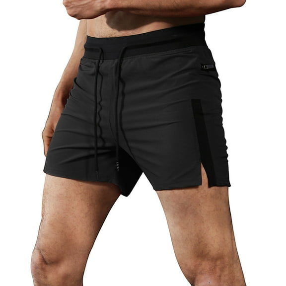 Sngxgn Mens Casual Shorts Drawstring Elastic Waist Cotton Shorts(Black,M)